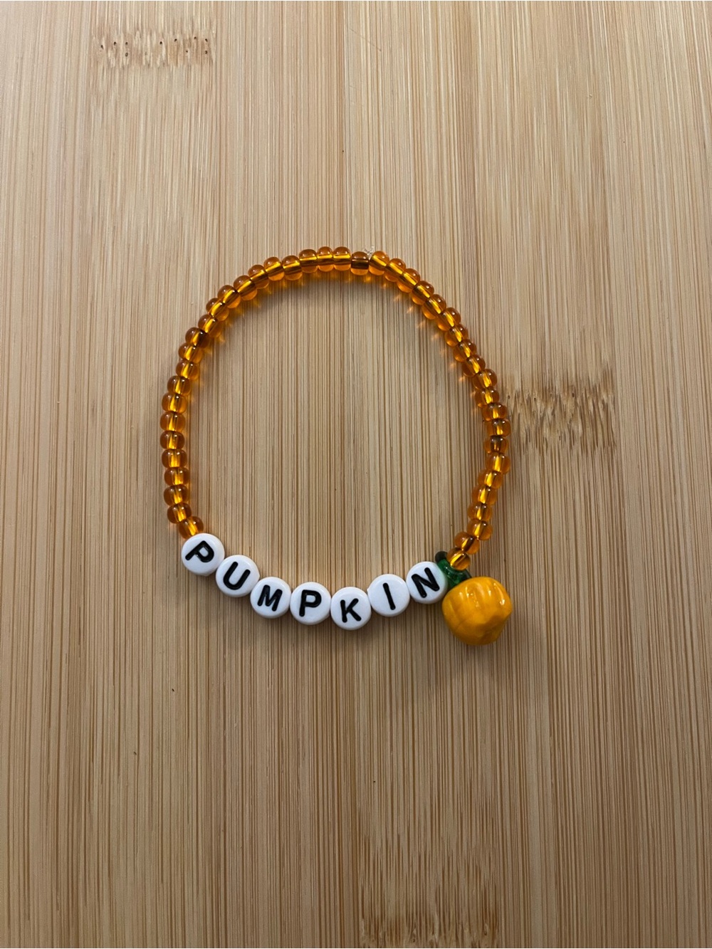 Pumpkin Charm Stretch Beaded Bracelet